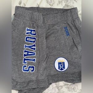 PINK Victoria's Secret Heather Gray KC ROYALS MLB sweat shorts Large. Rare.